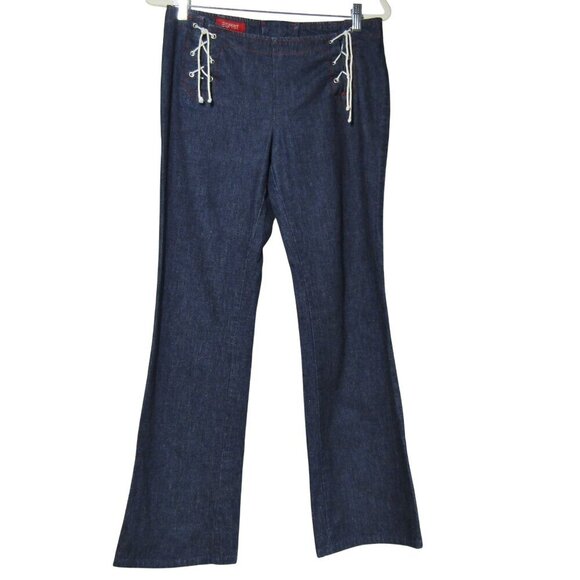 Esprit Denim - VTG ESPRIT Y2K 90s SAILOR NAUTICAL Lace Up Boho Hippie Festival Blue Jeans 7/8